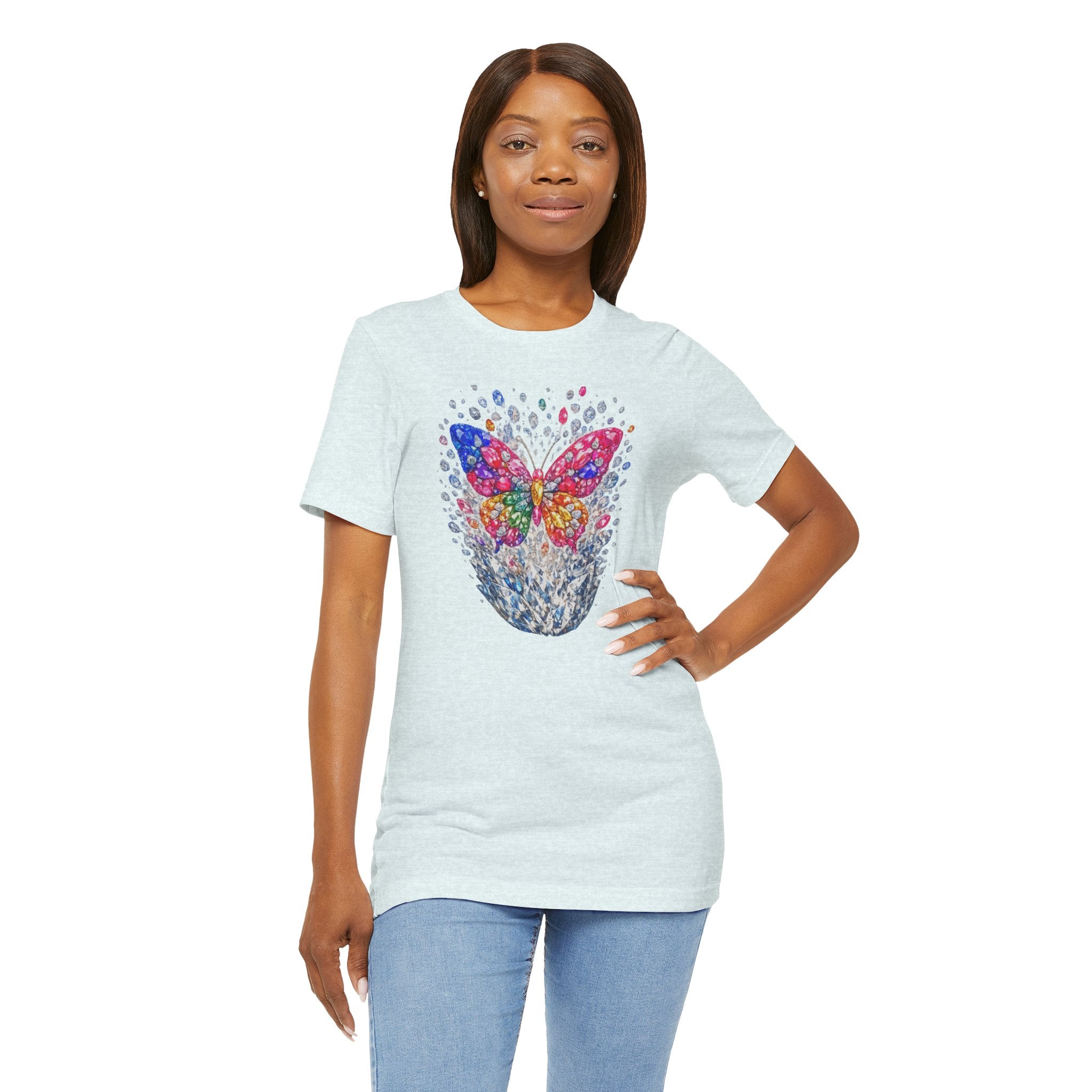 Diamond Burst Butterfly Graphic  Tee —