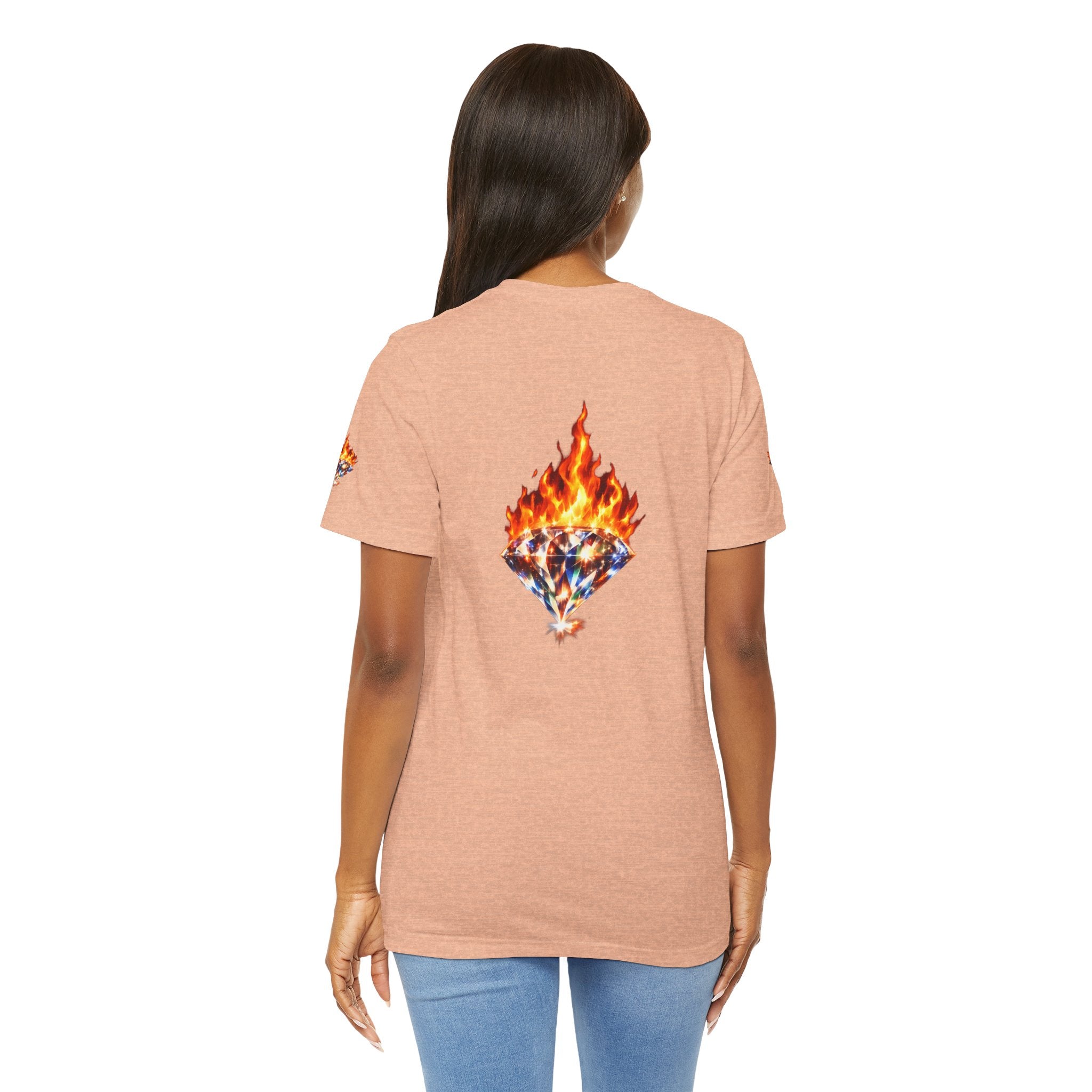 Diamonds Are Forever Woman's Unisex Graphic Tee--Front, Back, Sleeve Design