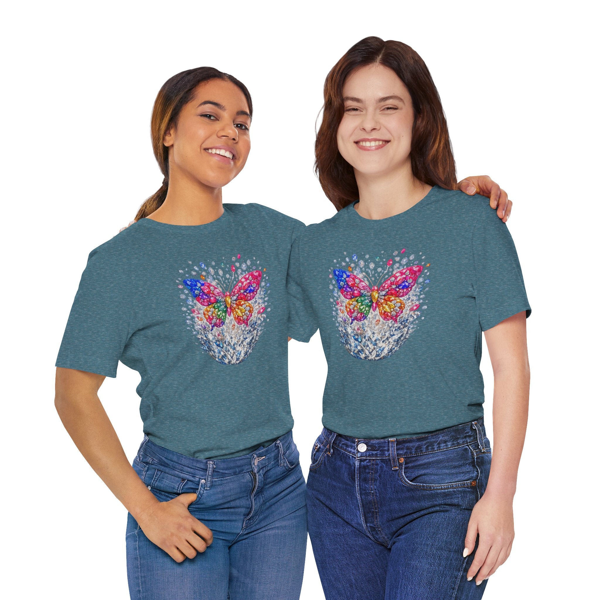 Diamond Burst Butterfly Graphic  Tee —