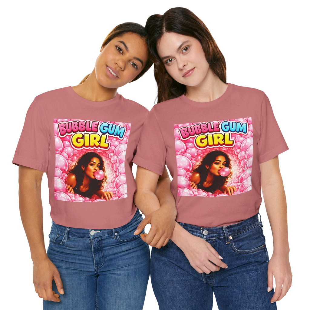 Bubble Gum Girl T-Shirt Retro Graphic  Design Tee