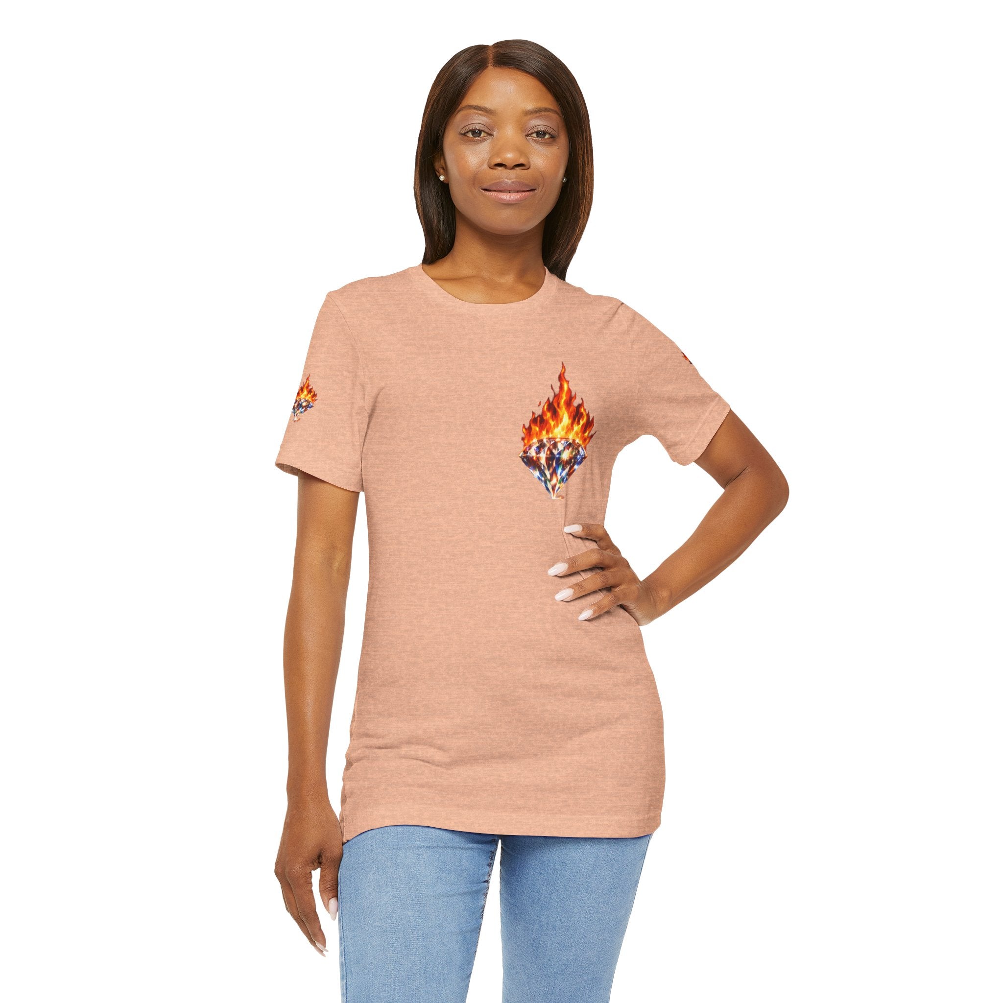Diamonds Are Forever Woman's Unisex Graphic Tee--Front, Back, Sleeve Design