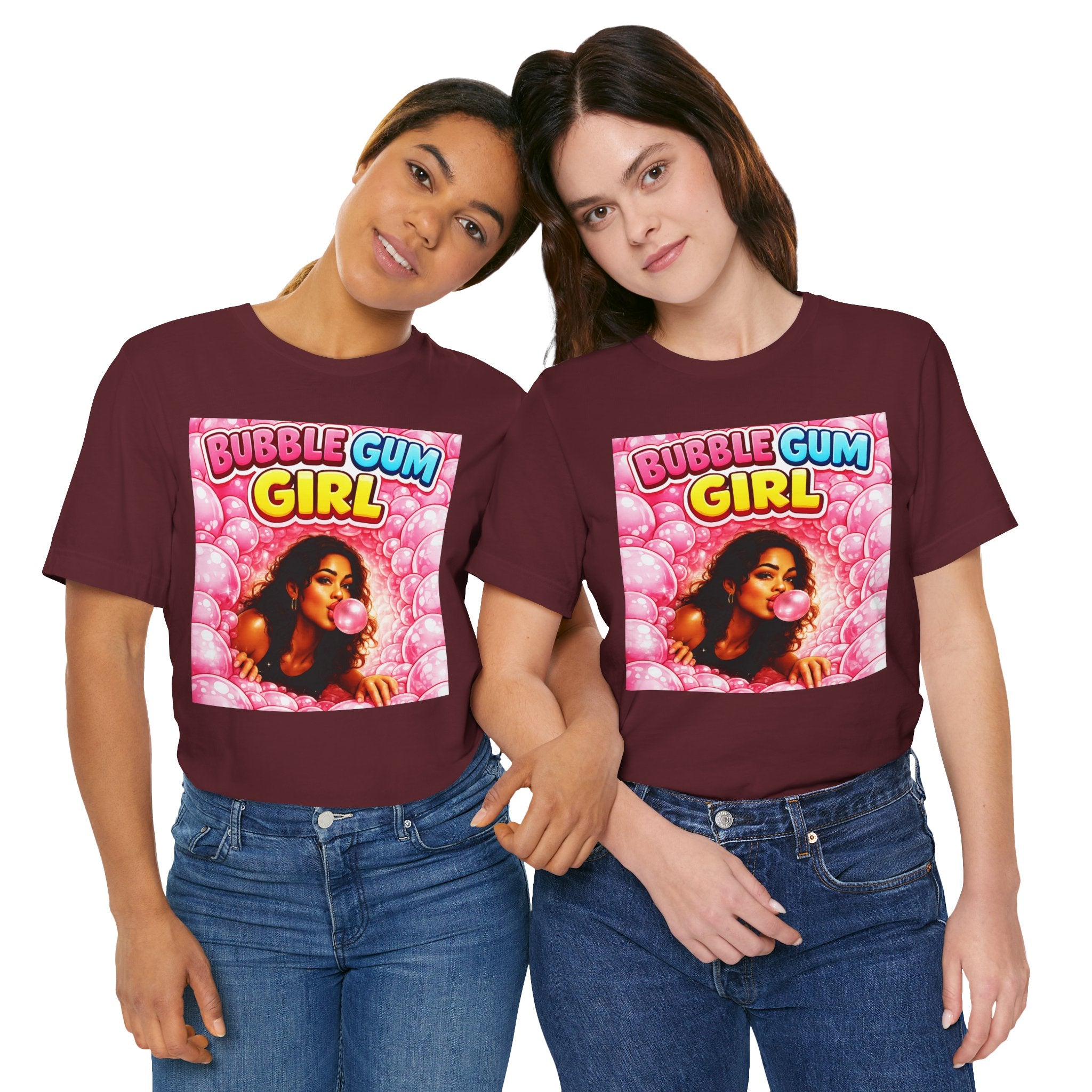 Bubble Gum Girl T-Shirt Retro Graphic  Design Tee