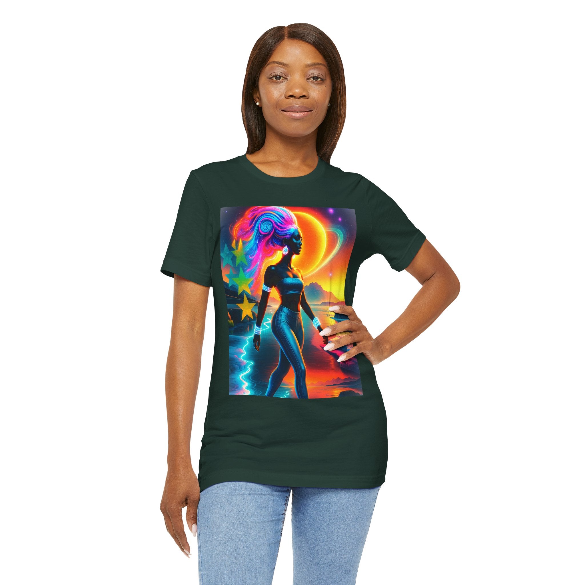 Futuristic Cosmic Goddess Graphic Woman's T-Shirt