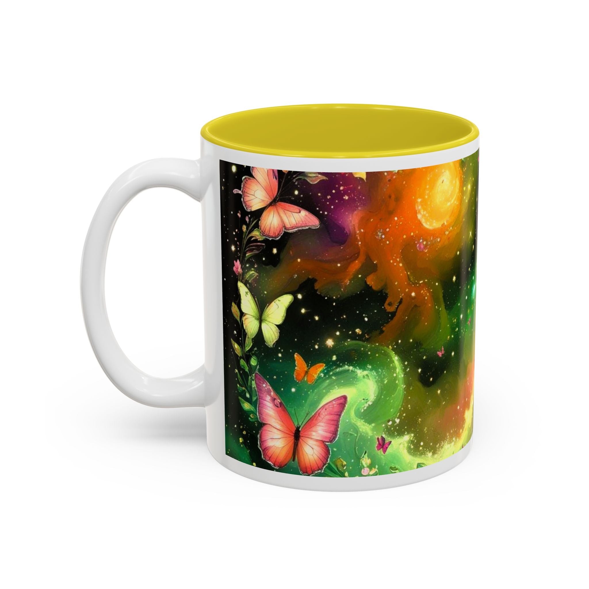 Colorful Cosmic Butterfly Coffee Cup