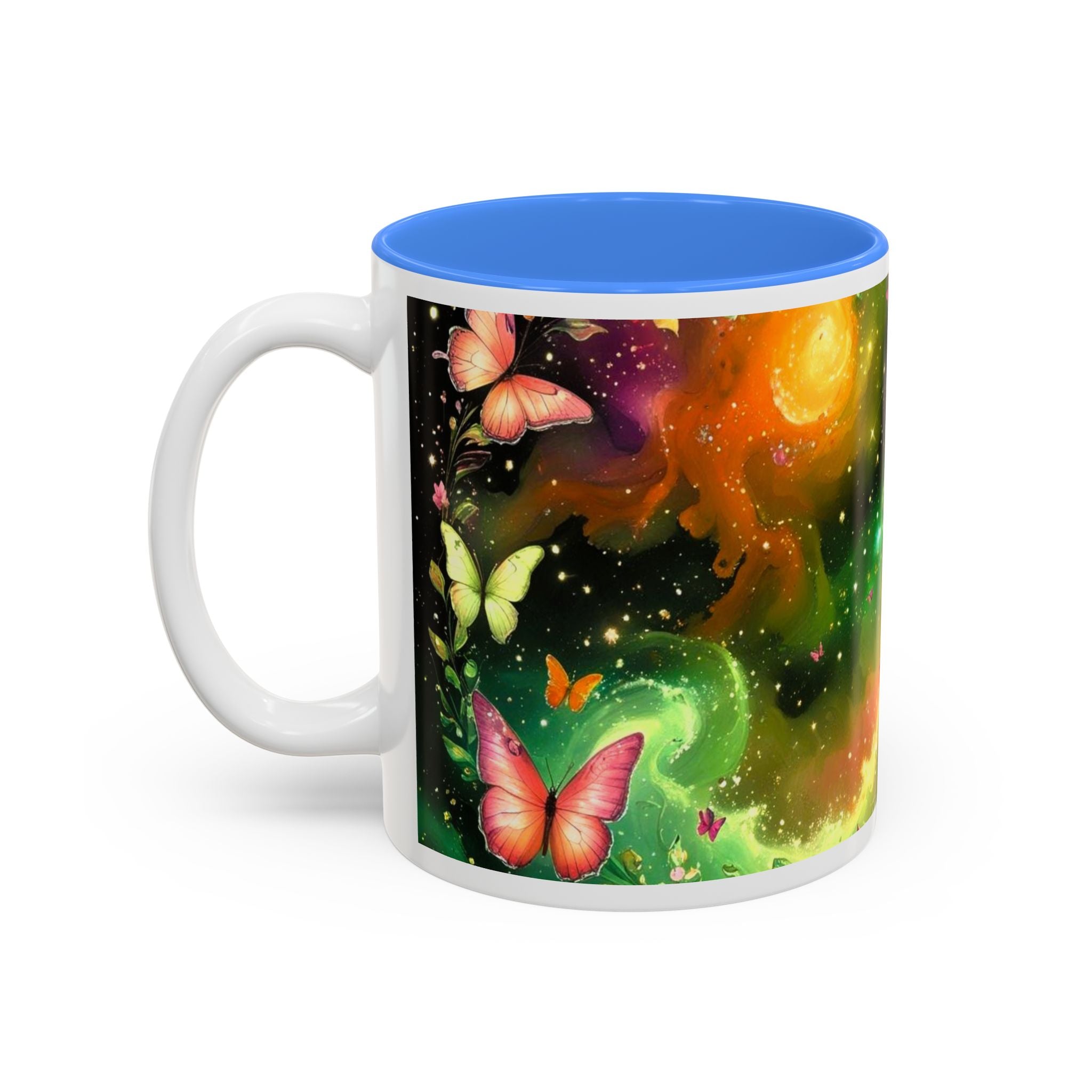 Colorful Cosmic Butterfly Coffee Cup